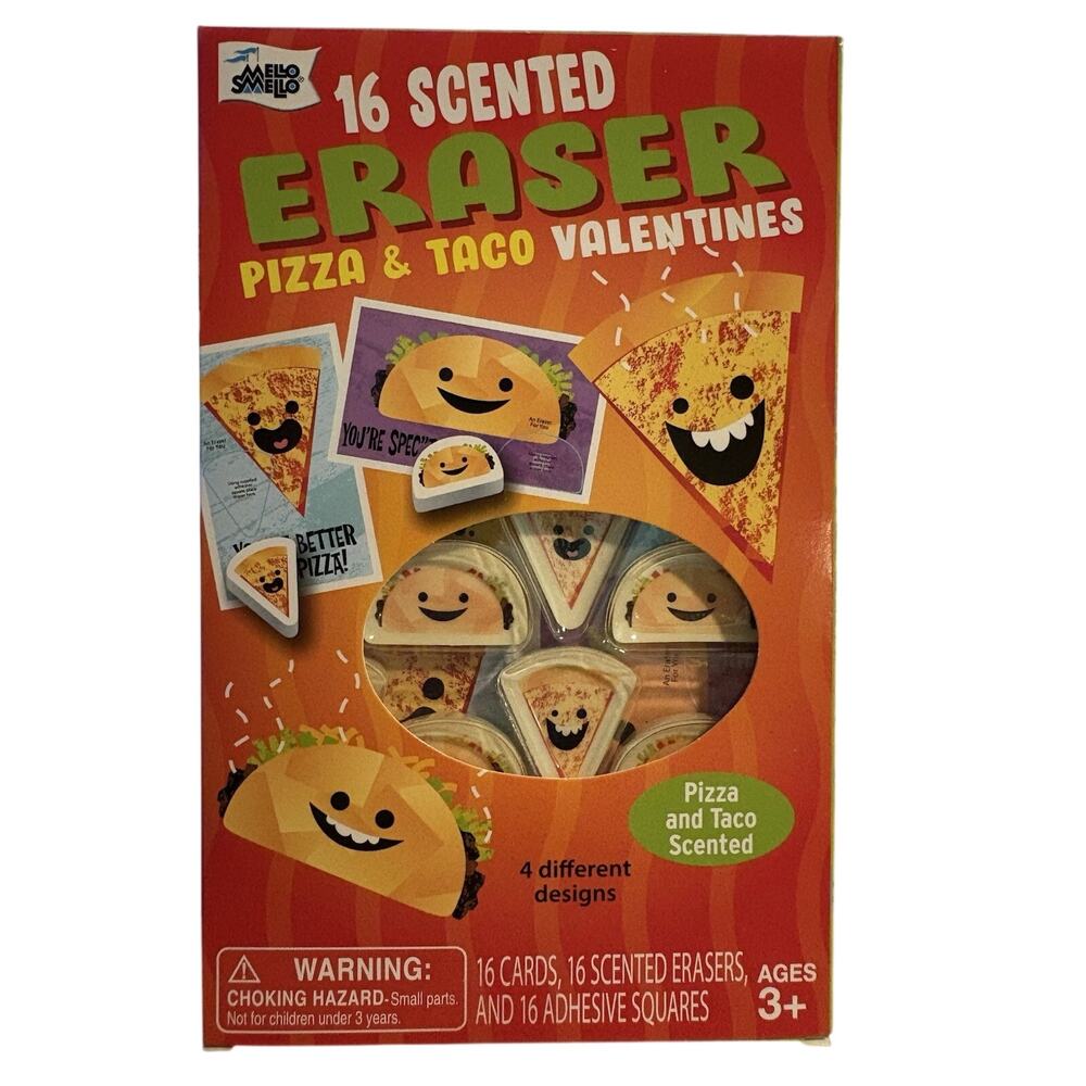 Mello Smello 16 Pizza & Taco Valentines Scented Erasers Home School Teacher 3